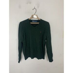 Polo Ralph Lauren Mens Sweater Large Green 100% Wool Fisherman Old Money Preppy